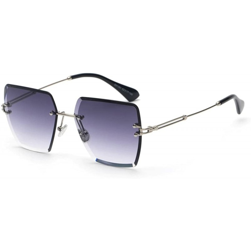 Square Square Sunglasses Rimless Sun Glasses Women Gradient Metal Frame - Grey - CD18DNKZO5T $7.94