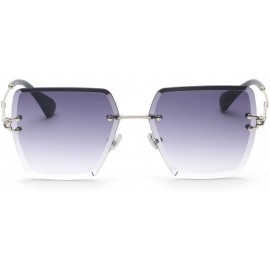 Square Square Sunglasses Rimless Sun Glasses Women Gradient Metal Frame - Grey - CD18DNKZO5T $7.94