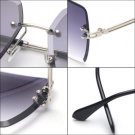 Square Square Sunglasses Rimless Sun Glasses Women Gradient Metal Frame - Grey - CD18DNKZO5T $7.94