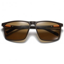 Rectangular Men's Wide Fit Polarized Sunglass (M875) - Matte Brown - CO193A047X8 $19.19