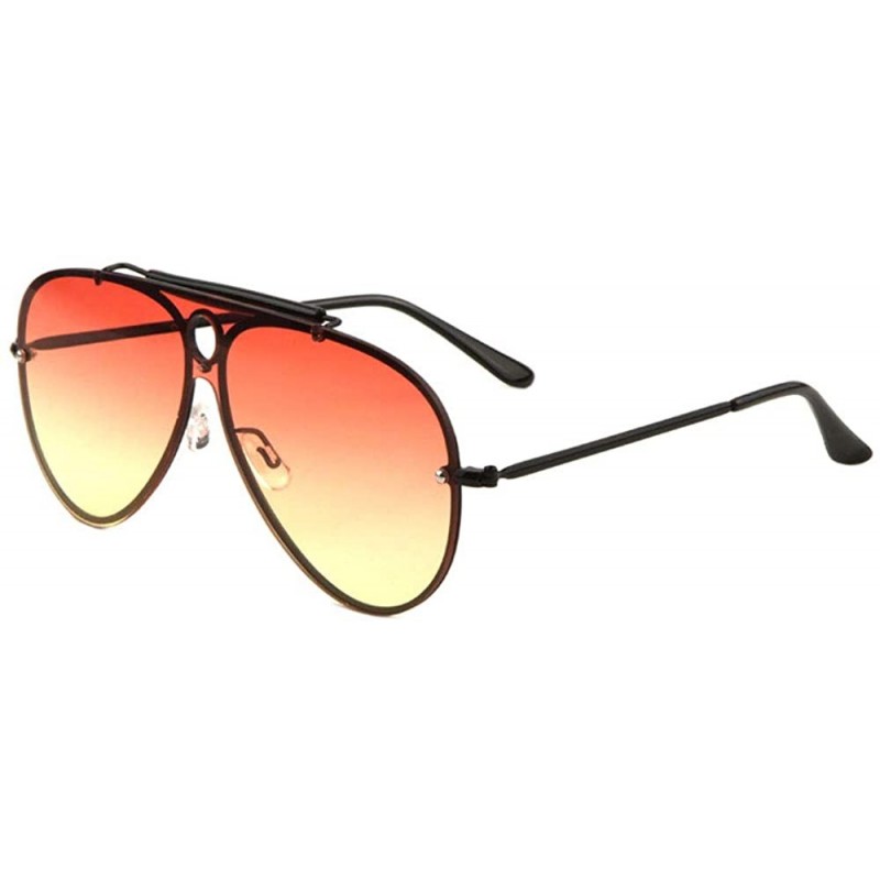 Shield Oceanic Color Circle Lens Cut One Piece Shield Lens Modern Round Aviator Sunglasses - Orange Yellow - C7190I3QTTL $10.57