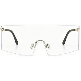 Square Oversized Shield Sunglasses Flat Top Gradient Lens Rimless Eyeglasses Women Men - Clear - C2199I8KR79 $14.26