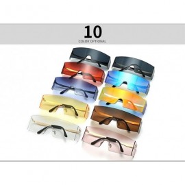 Square Oversized Shield Sunglasses Flat Top Gradient Lens Rimless Eyeglasses Women Men - Clear - C2199I8KR79 $14.26