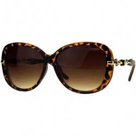 Square Womens Classy Fashion Sunglasses Rose Chain Decor Temple UV 400 - Tortoise - C9180XSH63Z $11.65