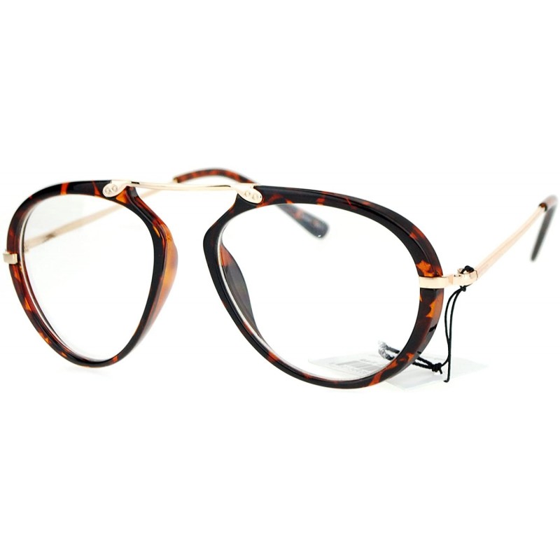 Aviator Clear Lens Aviator Glasses Unique Metal Top Bridge Fashion Eyeglasses - Tortoise - CF186L6HU8Y $12.90