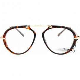 Aviator Clear Lens Aviator Glasses Unique Metal Top Bridge Fashion Eyeglasses - Tortoise - CF186L6HU8Y $12.90