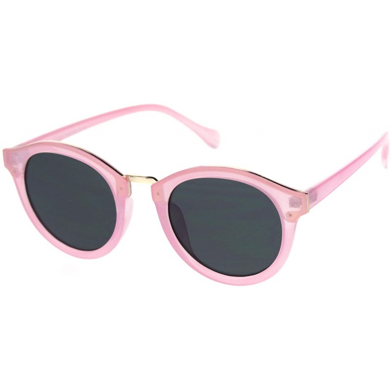 Round Womens Stylish Sunglasses Round Keyhole Metal Bridge Top Accent UV 400 - Pink (Black) - C718UO2UIQ8 $12.39