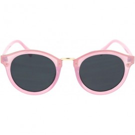 Round Womens Stylish Sunglasses Round Keyhole Metal Bridge Top Accent UV 400 - Pink (Black) - C718UO2UIQ8 $12.39