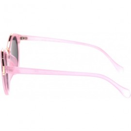 Round Womens Stylish Sunglasses Round Keyhole Metal Bridge Top Accent UV 400 - Pink (Black) - C718UO2UIQ8 $12.39