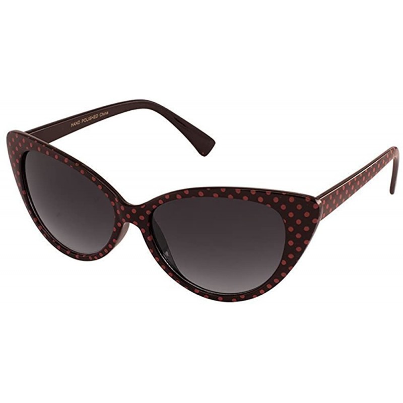 Square Women Mod Chic Super Cat Eye Sunglasses Vintage Fashion - Polka Dot Black/Pink - C912OBOG77P $11.59