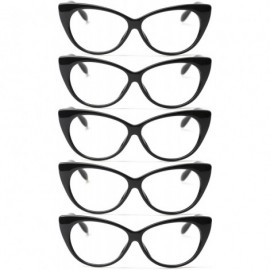 Cat Eye 3-Pair Value Pack Fashion Designer Cat Eye Reading Glasses for Womens - 5 Pairs in Black - CM18A5N433Z $19.65