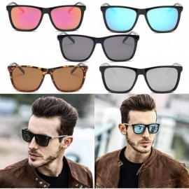 Square Men Women UV400 Eyewear Retro Style Casual Square Shape Sunglasses Sunglasses - Black Silver - C419642QAIE $15.09