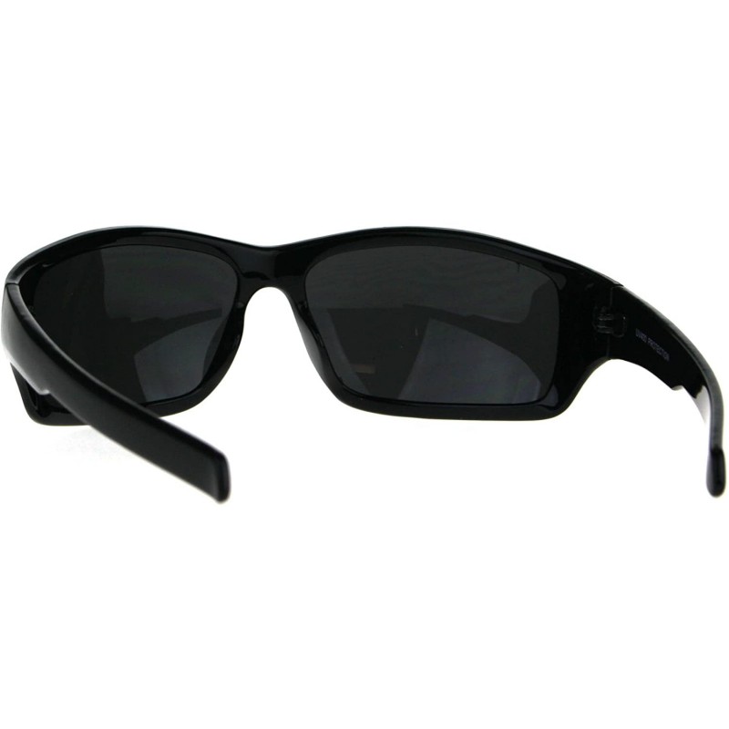 Mens Biker Sunglasses Classic Rectangular Wrap Around Shades UV 400 ...