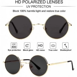 Round 2-Pack John Lennon Style Round Sunglasses for Men Women Polarized Small Circle Sun Glasses - C4192EEOGNW $16.17
