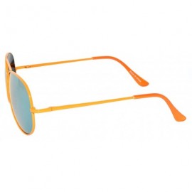 Aviator Full Mirror Lens Colored Metal Frame with Spring Hinge - Orange_yellow_mirror_lens - CW121JE57LJ $7.28