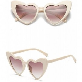 Oval Women Fashion Cute Heart-shaped Shades Sunglasses Integrated UV Glasses - G - CE18RA3DXQY $10.65