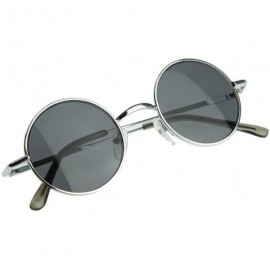 Round Small Retro-Vintage Style Lennon Inspired Round Metal Circle Sunglasses (Silver) - C0116Q2KMG5 $7.82