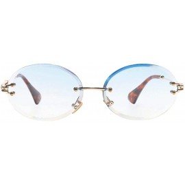 Oval Oval Lens Fashion Metal Frame Mirrored Women Sunglasses for Summer - Beach - Party - Blue - CV190HSNH5W $18.93