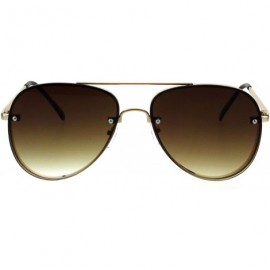 Rimless Luxury Rimless Designer Mod Metal Rim Pilots Sunglasses - Gold Brown - CS187W3U0I5 $12.15