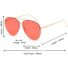 Rimless Male and female half frame fashion sunglasses retro rivet sunglasses - Red - CE18EX64KH0 $9.74