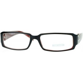 Rectangular Flor de Lis Womens Narrow Rectangular Clear Lens Eye Glasses - Black Burgundy - CB11ATARC9X $8.31