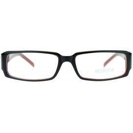 Rectangular Flor de Lis Womens Narrow Rectangular Clear Lens Eye Glasses - Black Burgundy - CB11ATARC9X $8.31