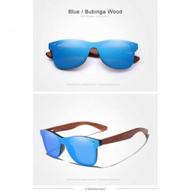 Rimless Genuine adjustable polarized sunglasses handmade square men fashion Full Lens Bubinga Wood - Blue - CI18YYD4SXY $22.98