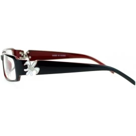Rectangular Flor de Lis Womens Narrow Rectangular Clear Lens Eye Glasses - Black Burgundy - CB11ATARC9X $8.31