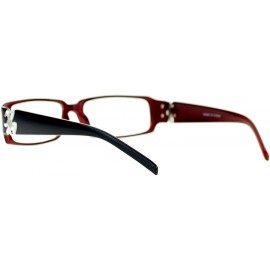 Rectangular Flor de Lis Womens Narrow Rectangular Clear Lens Eye Glasses - Black Burgundy - CB11ATARC9X $8.31