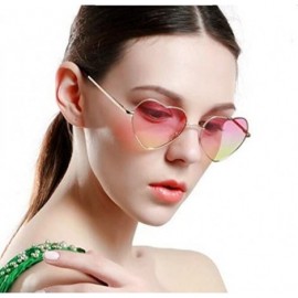 Aviator 6 Packs Thin Metal Frame Aviator Unisex Heart Sunglasses - Pink Gradient - CZ18E30SSC5 $33.16