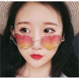 Aviator 6 Packs Thin Metal Frame Aviator Unisex Heart Sunglasses - Pink Gradient - CZ18E30SSC5 $33.16