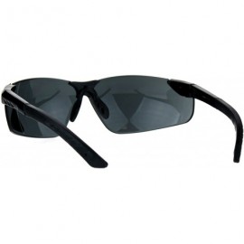 Rimless Mens Warp Around Plastic Rim Rimless Safety Glasses Sunglasses - Black - CU182KRT0CN $12.05