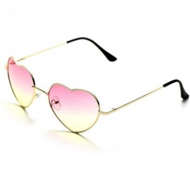 Aviator 6 Packs Thin Metal Frame Aviator Unisex Heart Sunglasses - Pink Gradient - CZ18E30SSC5 $33.16