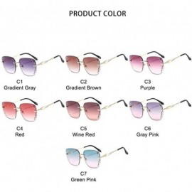 Rimless Fashion Square Sunglasses Women Ocean Lenses Diamond Decoration Sun Glasses Hollowed-out Work Rimless Eyewear - CB198...