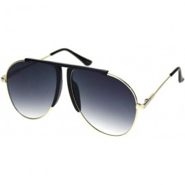 Oversized Retro Vintage Wiseguy Bridgeless Flat Top Mob Racer Sunglasses - Black Gold Smoke - CI18QA4EL77 $11.82