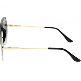 Oversized Retro Vintage Wiseguy Bridgeless Flat Top Mob Racer Sunglasses - Black Gold Smoke - CI18QA4EL77 $11.82