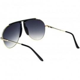 Oversized Retro Vintage Wiseguy Bridgeless Flat Top Mob Racer Sunglasses - Black Gold Smoke - CI18QA4EL77 $11.82