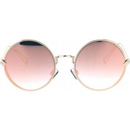 Round Womens Round Sunglasses Light Metal Circle Frame Mirror Lens UV 400 - Gold (Pink Mirror) - CM189QRUGSK $11.84