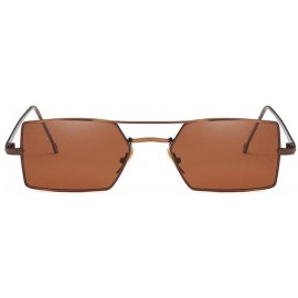 Square 2019 New trend metal fashion square unisex marine lens brand designer sunglasses UV400 - Brown - CS18M98ZH34 $12.74