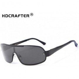 Rimless Fashion Retro Biker Fishing Polarized Sunglasses for Men - Black - C518ZSKMRIQ $17.35