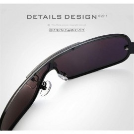 Rimless Fashion Retro Biker Fishing Polarized Sunglasses for Men - Black - C518ZSKMRIQ $17.35