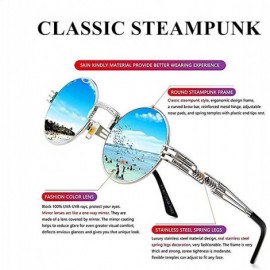 Oval Hippie Sunglasses WITH CASE Retro Classic Circle Lens Round Sunglasses Steampunk Colored - CI192RHUTMU $15.37