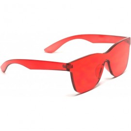 Wayfarer Horn Rimmed Tinted Colorful Lens Rimless Sunglasses - Clear Red Frame - CB18D8T97MY $11.58