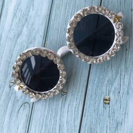 Round Round Women Sparkling Crystal Diamond Sunglasses Thick Frame - C8 - C418XK5SE95 $16.24