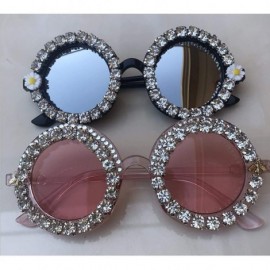 Round Round Women Sparkling Crystal Diamond Sunglasses Thick Frame - C8 - C418XK5SE95 $16.24