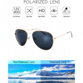 Aviator Classic Metal Frame Polarized Lens Aviator Sunglasses with Gift Box - 10-gold - CH194R2ZI9R $13.90