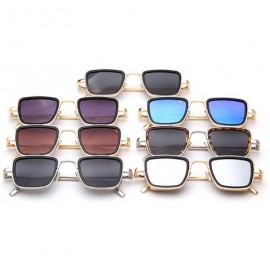 Square Small Square Punk Style Sunglasses Metal Frame glasses male Fashion Mens Goggle - Blue - CP18XDU45N7 $11.74