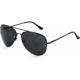 Oversized Gradient Oceanic Lens Oversized Rimless Metal Frame Unisex Aviator Sunglasses - Black Frame/Black Lens - C6182E84LO...