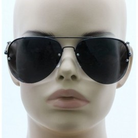 Oversized Gradient Oceanic Lens Oversized Rimless Metal Frame Unisex Aviator Sunglasses - Black Frame/Black Lens - C6182E84LO...