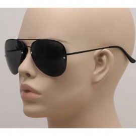 Oversized Gradient Oceanic Lens Oversized Rimless Metal Frame Unisex Aviator Sunglasses - Black Frame/Black Lens - C6182E84LO...